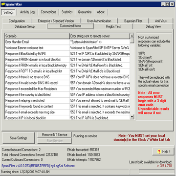 Customizable SMTP Error codes